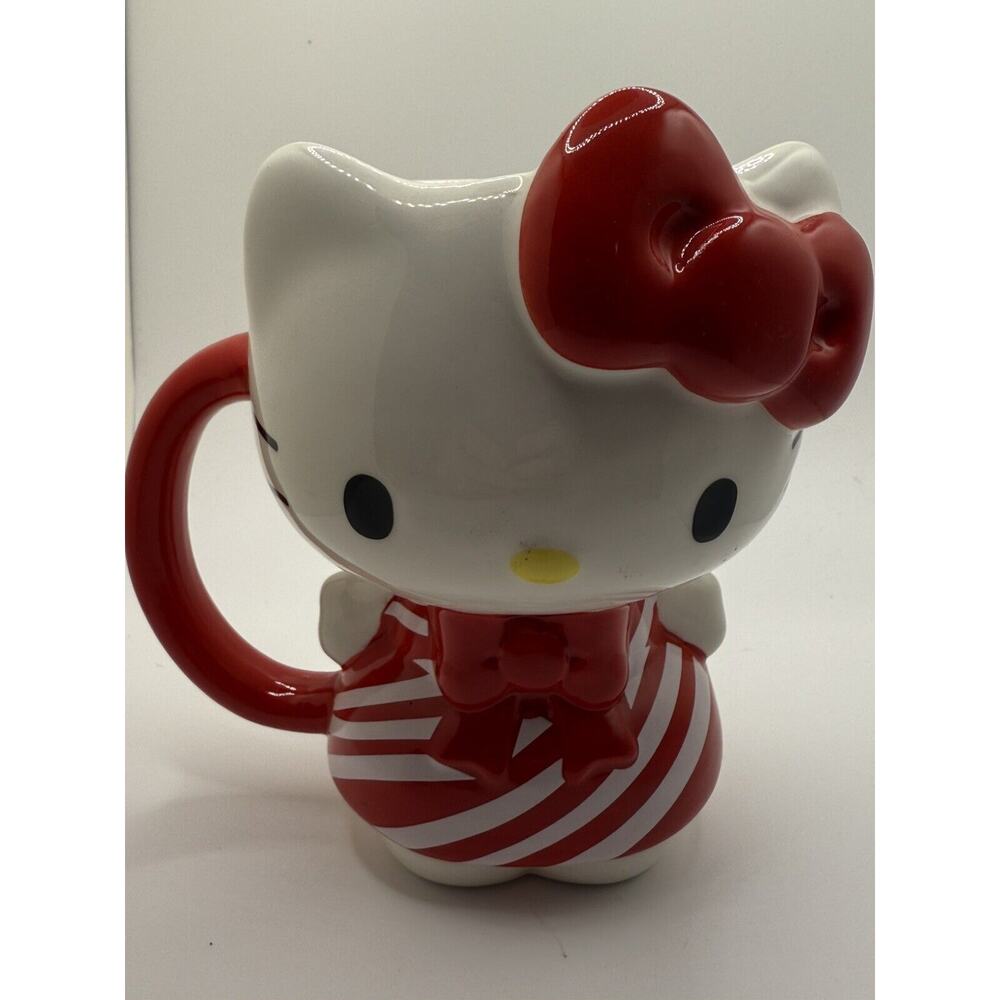 Sanrio Hello Kitty Candy Cane Dress 3D Sculpted Ceramic Mug | Holds 20 Ounces